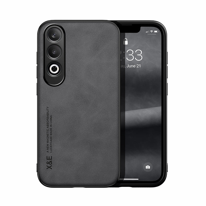 For OPPO K12 Skin Feel Magnetic Leather Back Phone Case(Dark Grey)
