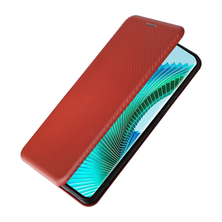 For Honor Magic6 Lite Carbon Fiber Texture Flip Leather Phone Case(Brown)