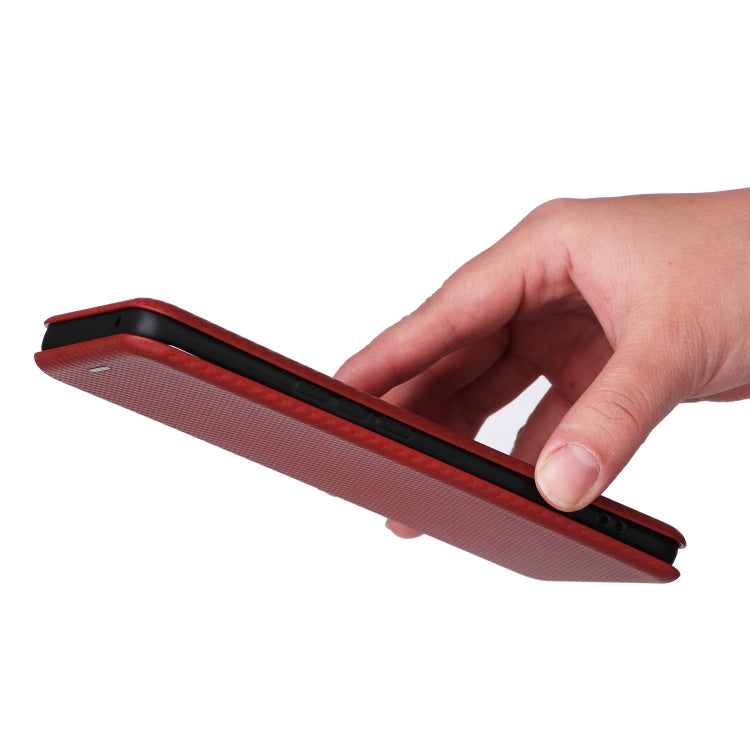 For Honor Magic6 Lite Carbon Fiber Texture Flip Leather Phone Case(Brown)