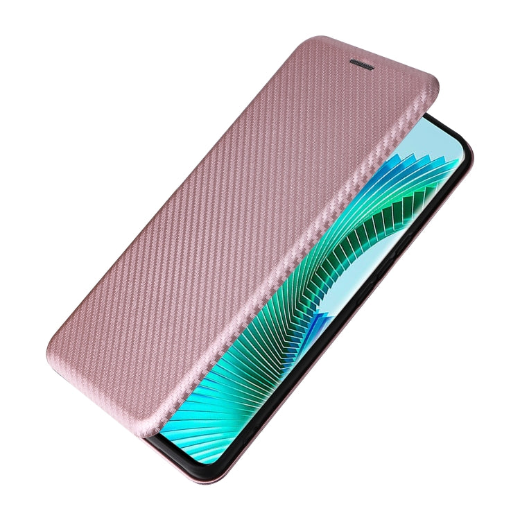 For Honor Magic6 Lite Carbon Fiber Texture Flip Leather Phone Case(Pink)