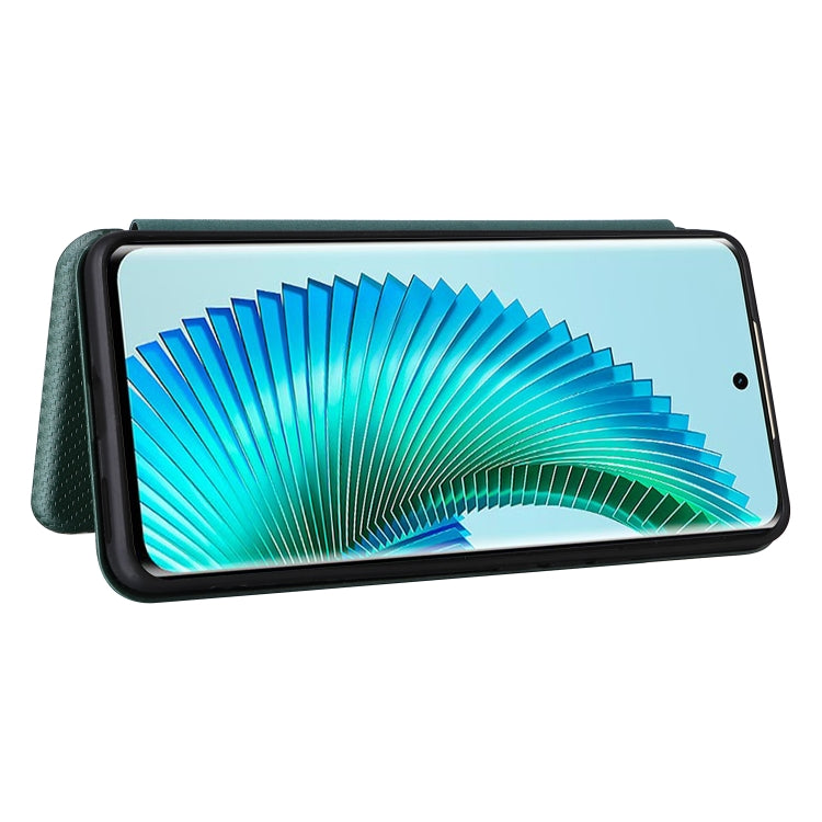 For Honor Magic6 Lite Carbon Fiber Texture Flip Leather Phone Case(Green)