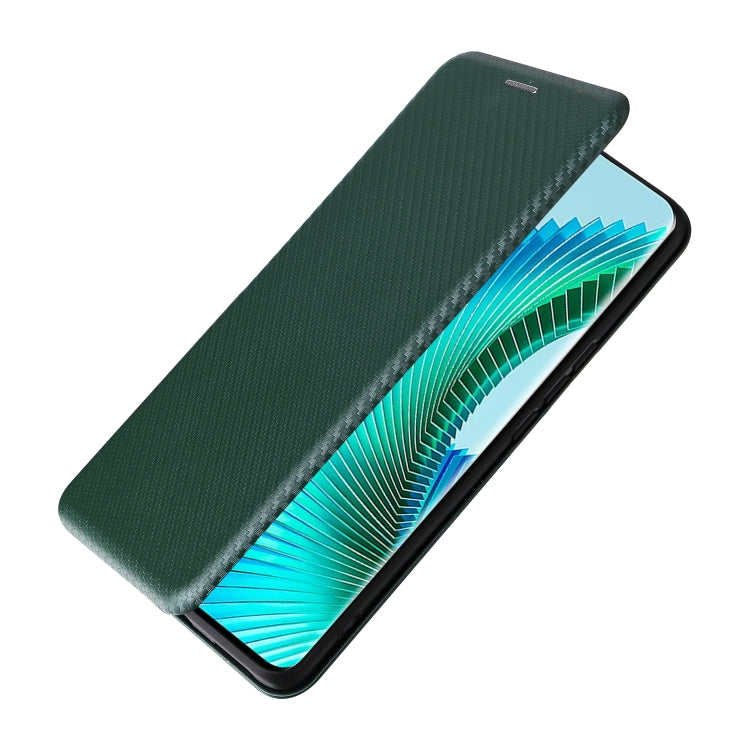 For Honor Magic6 Lite Carbon Fiber Texture Flip Leather Phone Case(Green)