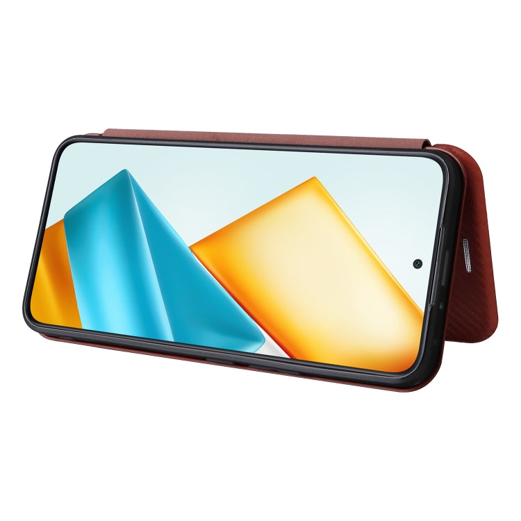 For Honor 90 GT Carbon Fiber Texture Flip Leather Phone Case(Brown)