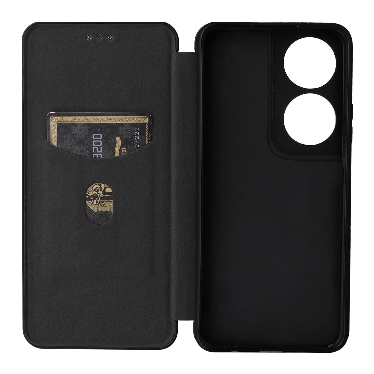 For Honor X7b Carbon Fiber Texture Flip Leather Phone Case(Black)