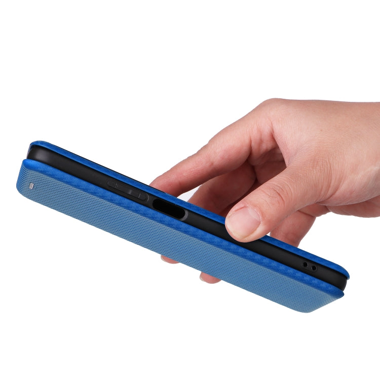 For Honor X7b Carbon Fiber Texture Flip Leather Phone Case(Blue)
