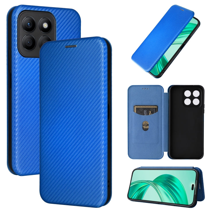 For Honor X8b Carbon Fiber Texture Flip Leather Phone Case(Blue)