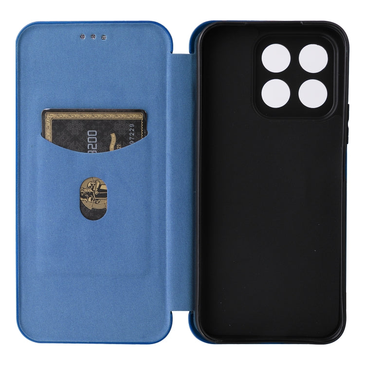 For Honor X8b Carbon Fiber Texture Flip Leather Phone Case(Blue)