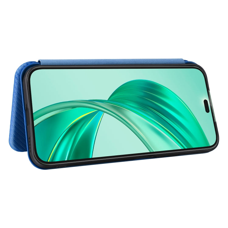 For Honor X8b Carbon Fiber Texture Flip Leather Phone Case(Blue)