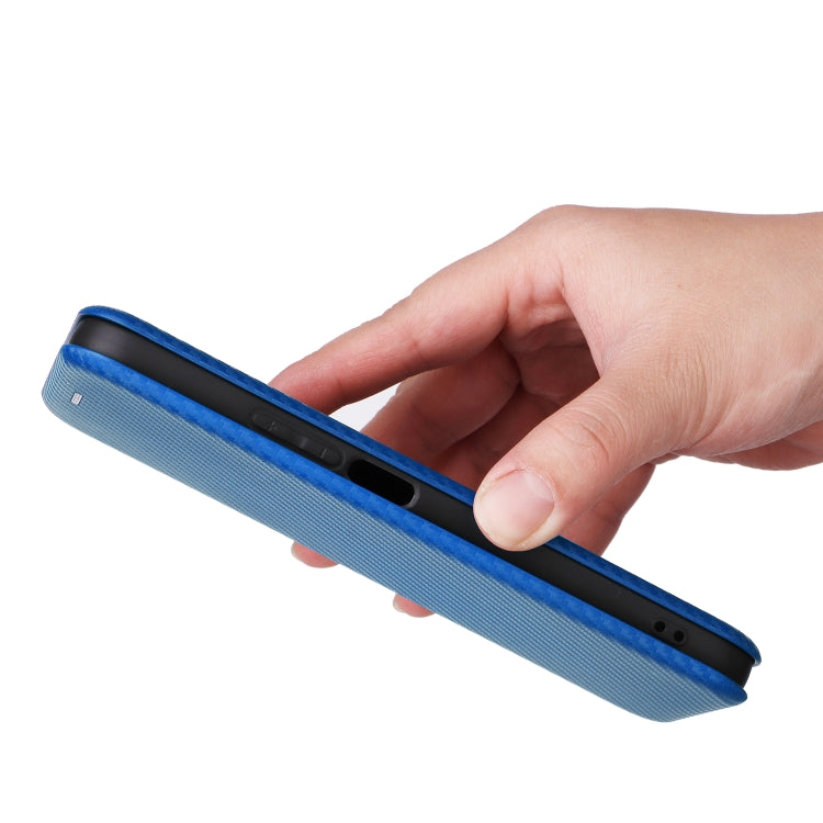 For Honor X8b Carbon Fiber Texture Flip Leather Phone Case(Blue)