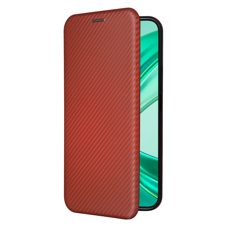 For Honor X8b Carbon Fiber Texture Flip Leather Phone Case(Brown)