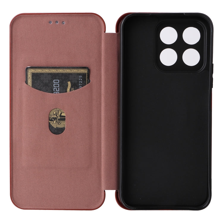For Honor X8b Carbon Fiber Texture Flip Leather Phone Case(Brown)