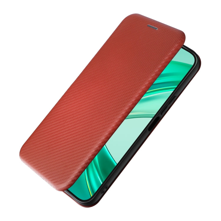 For Honor X8b Carbon Fiber Texture Flip Leather Phone Case(Brown)