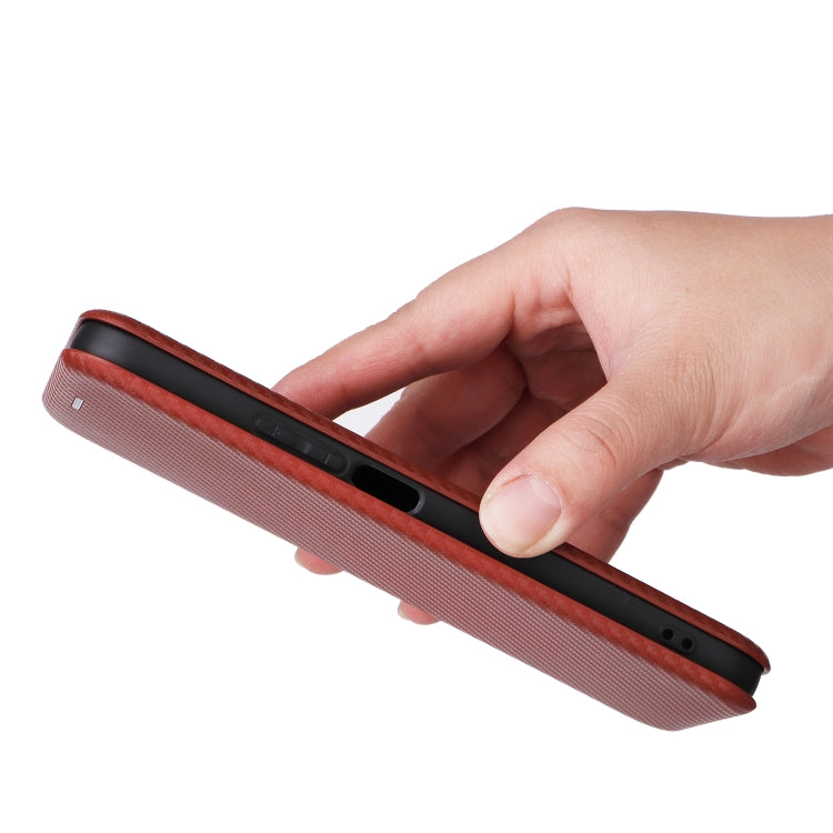 For Honor X8b Carbon Fiber Texture Flip Leather Phone Case(Brown)