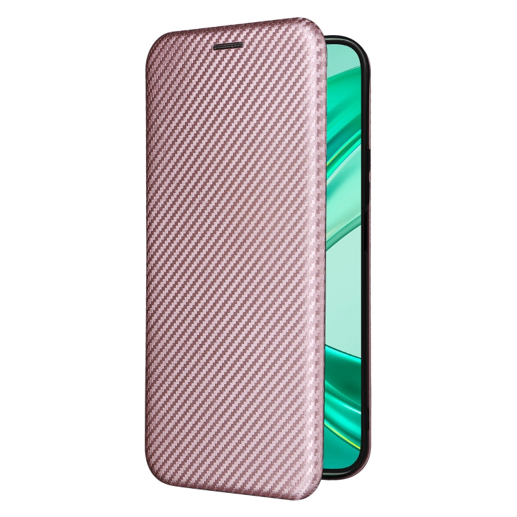 For Honor X8b Carbon Fiber Texture Flip Leather Phone Case(Pink)