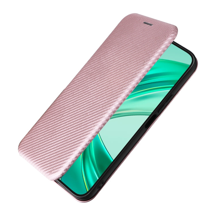 For Honor X8b Carbon Fiber Texture Flip Leather Phone Case(Pink)