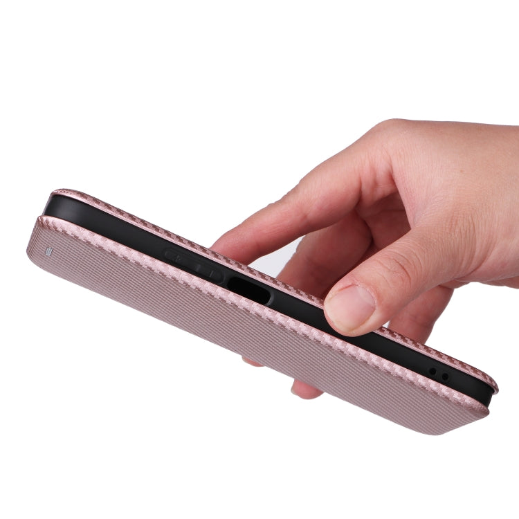 For Honor X8b Carbon Fiber Texture Flip Leather Phone Case(Pink)