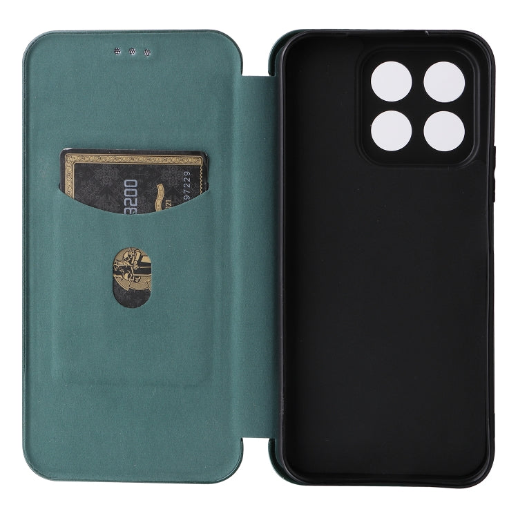 For Honor X8b Carbon Fiber Texture Flip Leather Phone Case(Green)