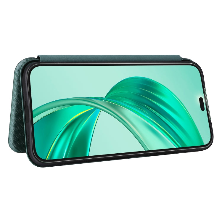 For Honor X8b Carbon Fiber Texture Flip Leather Phone Case(Green)
