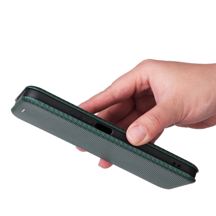 For Honor X8b Carbon Fiber Texture Flip Leather Phone Case(Green)