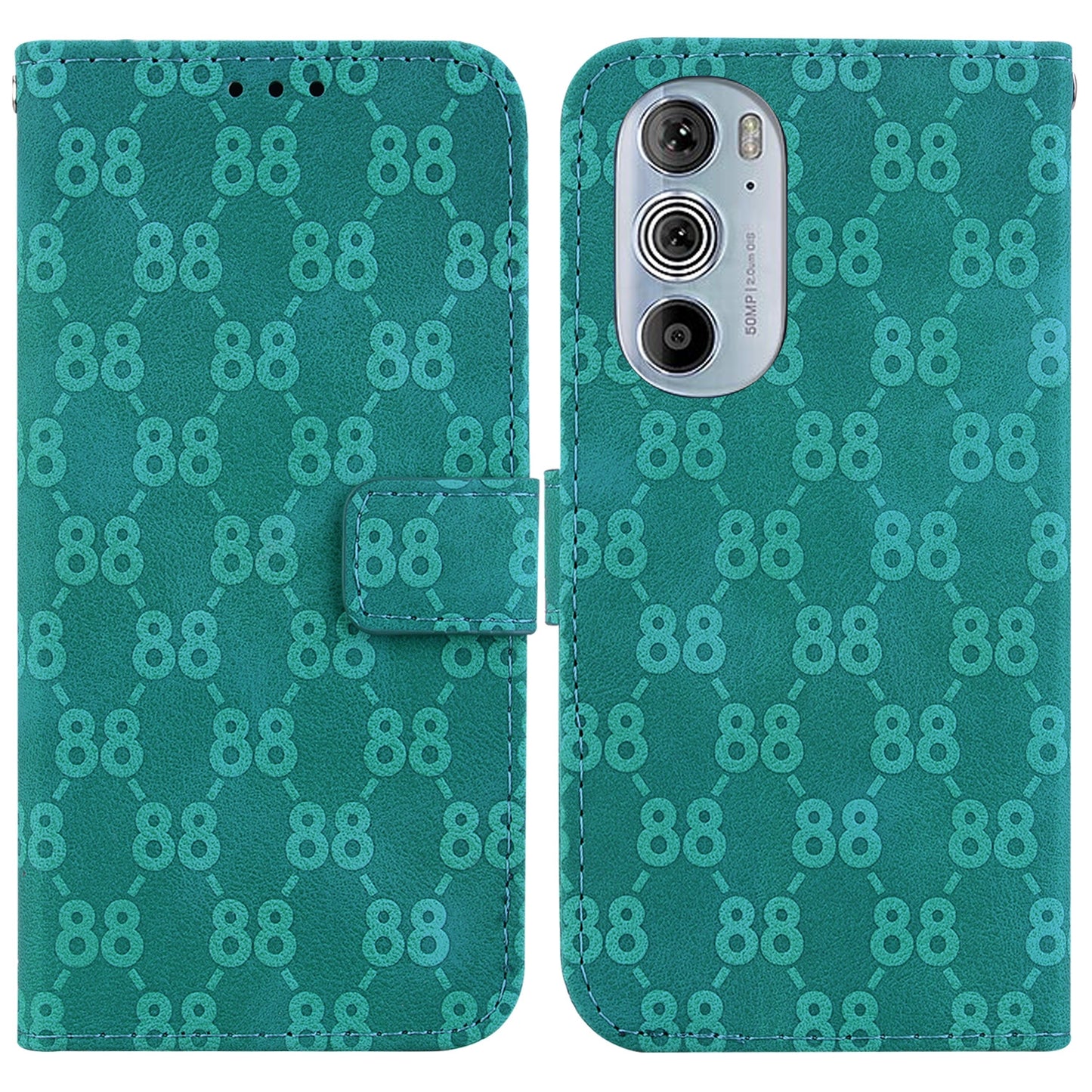 For Motorola Edge 30 Pro / Edge+ 2022 Double 8-shaped Embossed Leather Phone Case(Green)