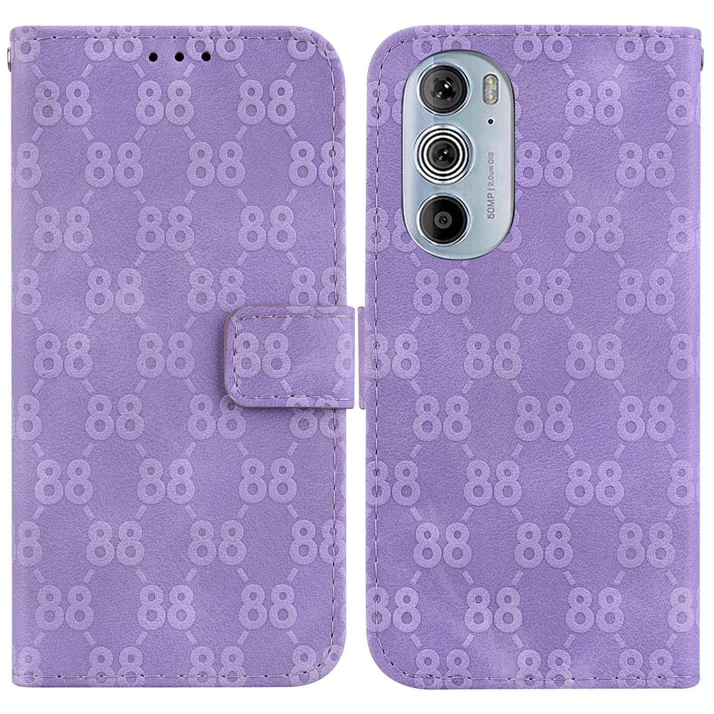 For Motorola Edge 30 Pro / Edge+ 2022 Double 8-shaped Embossed Leather Phone Case(Purple)