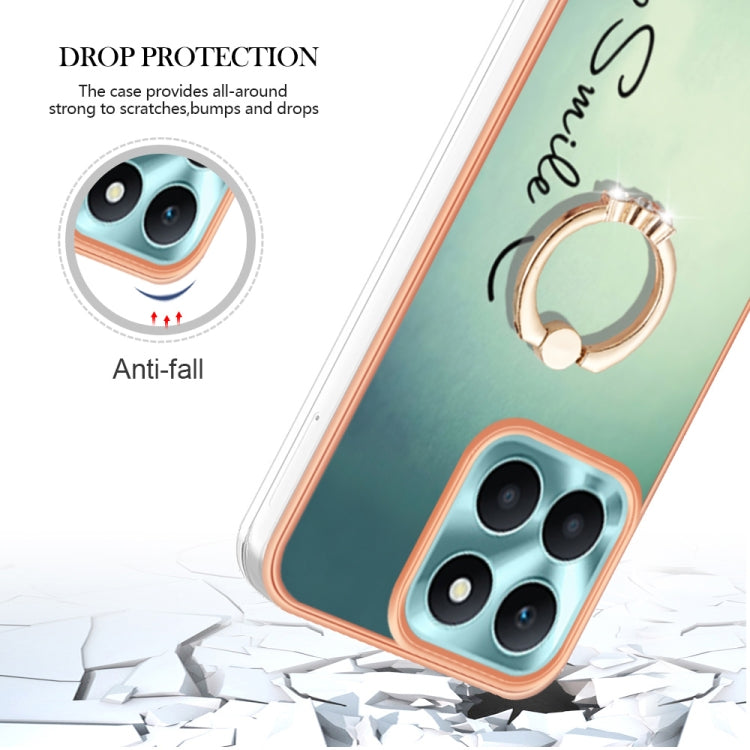 For Honor X6a Electroplating Dual-side IMD Phone Case with Ring Holder(Smile)