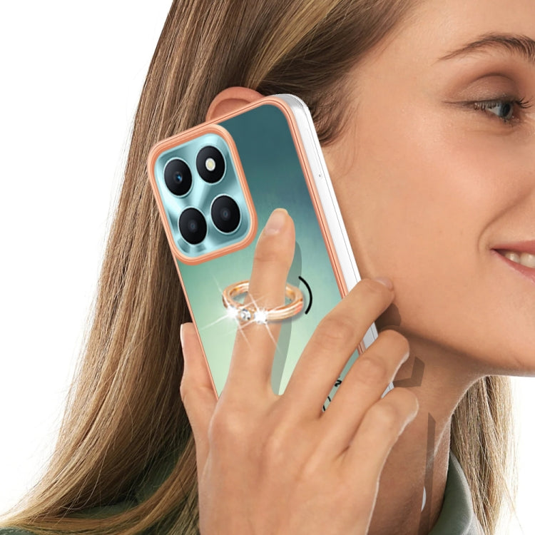 For Honor X6a Electroplating Dual-side IMD Phone Case with Ring Holder(Smile)