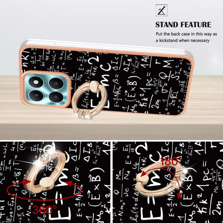 For Honor X6a Electroplating Dual-side IMD Phone Case with Ring Holder(Equation)