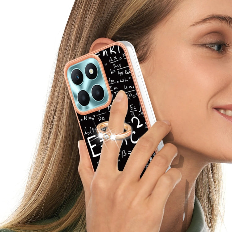 For Honor X6a Electroplating Dual-side IMD Phone Case with Ring Holder(Equation)