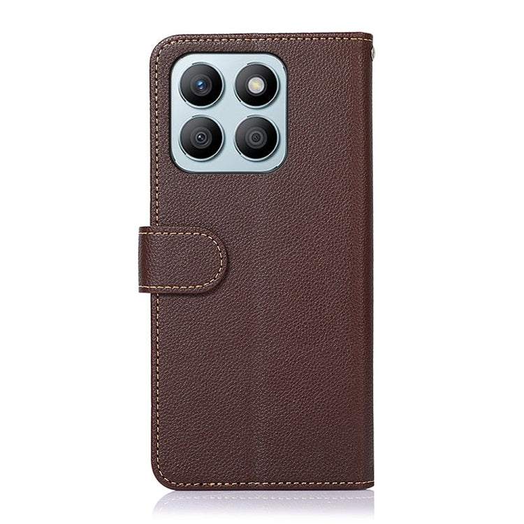 For Honor X8b KHAZNEH Litchi Texture Leather RFID Phone Case(Brown)