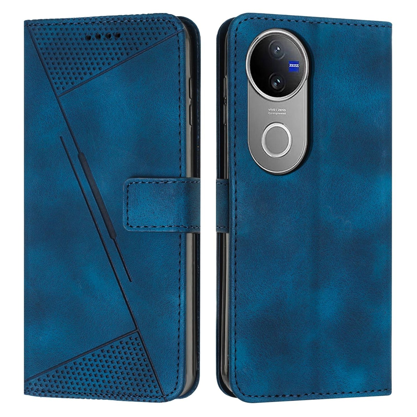 For vivo V50 Dream Triangle Leather Phone Case with Lanyard(Blue)