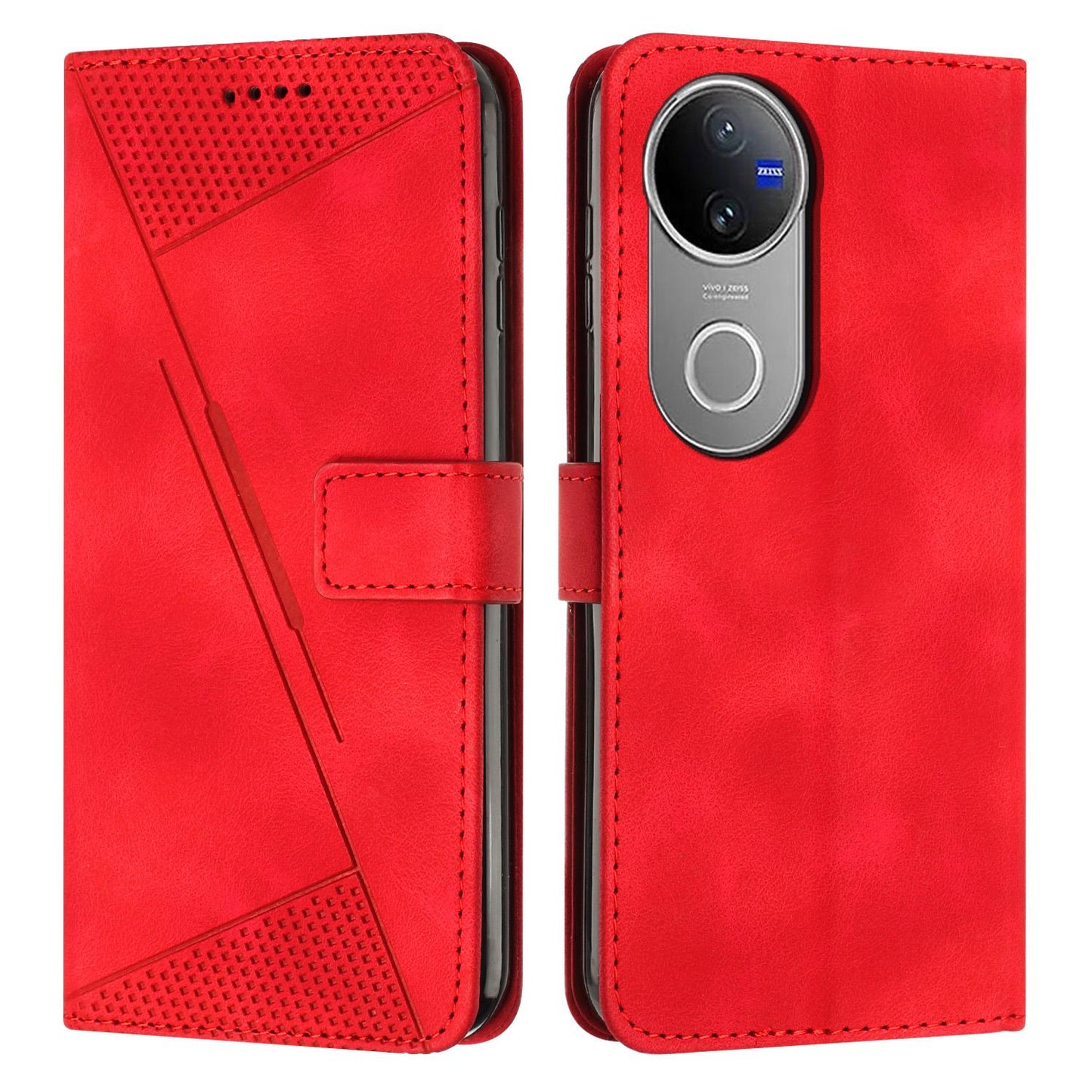 For vivo V50 Dream Triangle Leather Phone Case with Lanyard(Red)