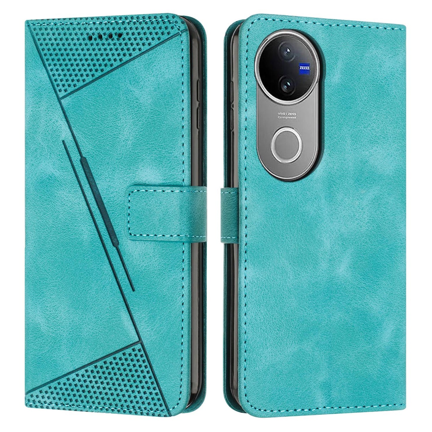 For vivo V50 Dream Triangle Leather Phone Case with Lanyard(Green)