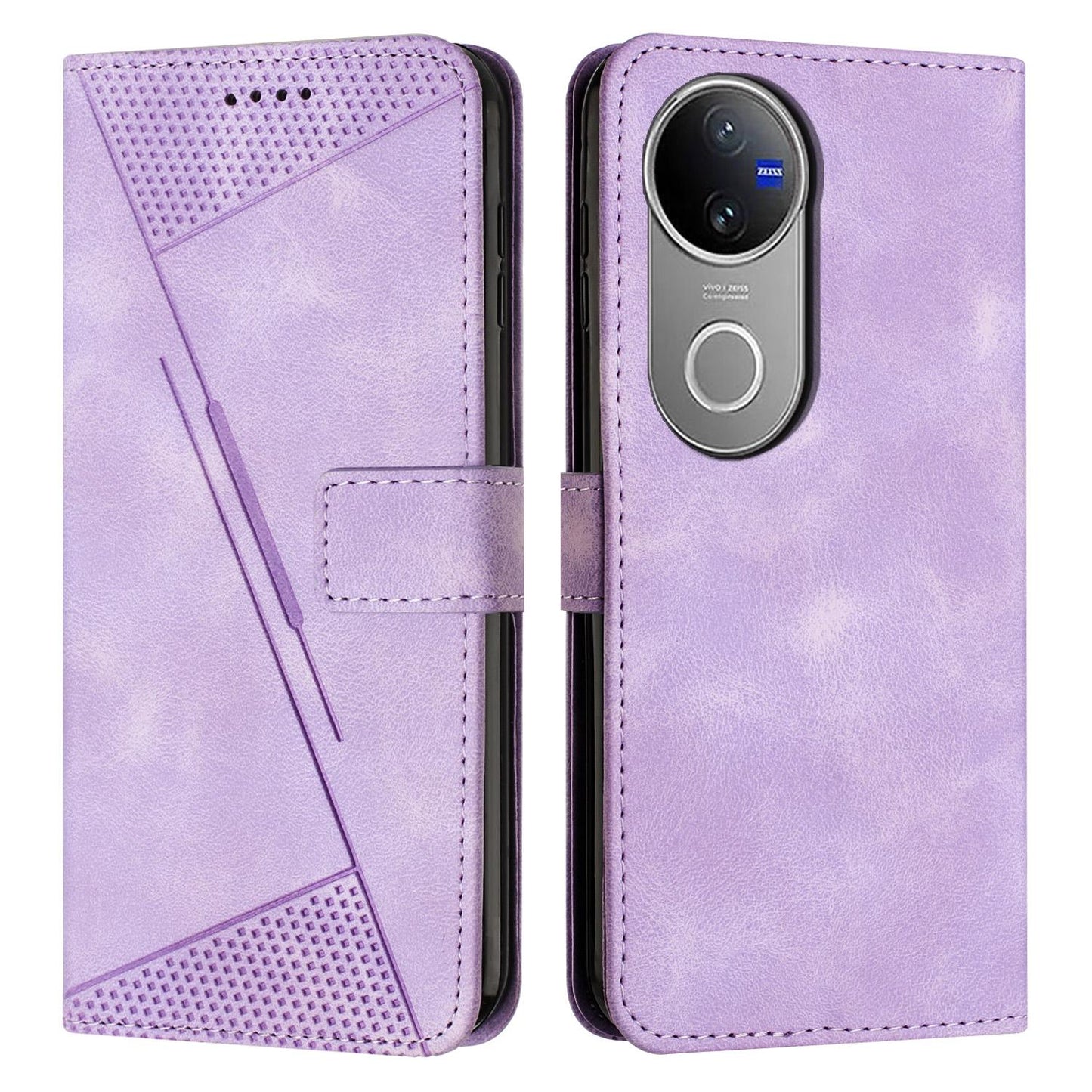 For vivo V50 Dream Triangle Leather Phone Case with Lanyard(Purple)