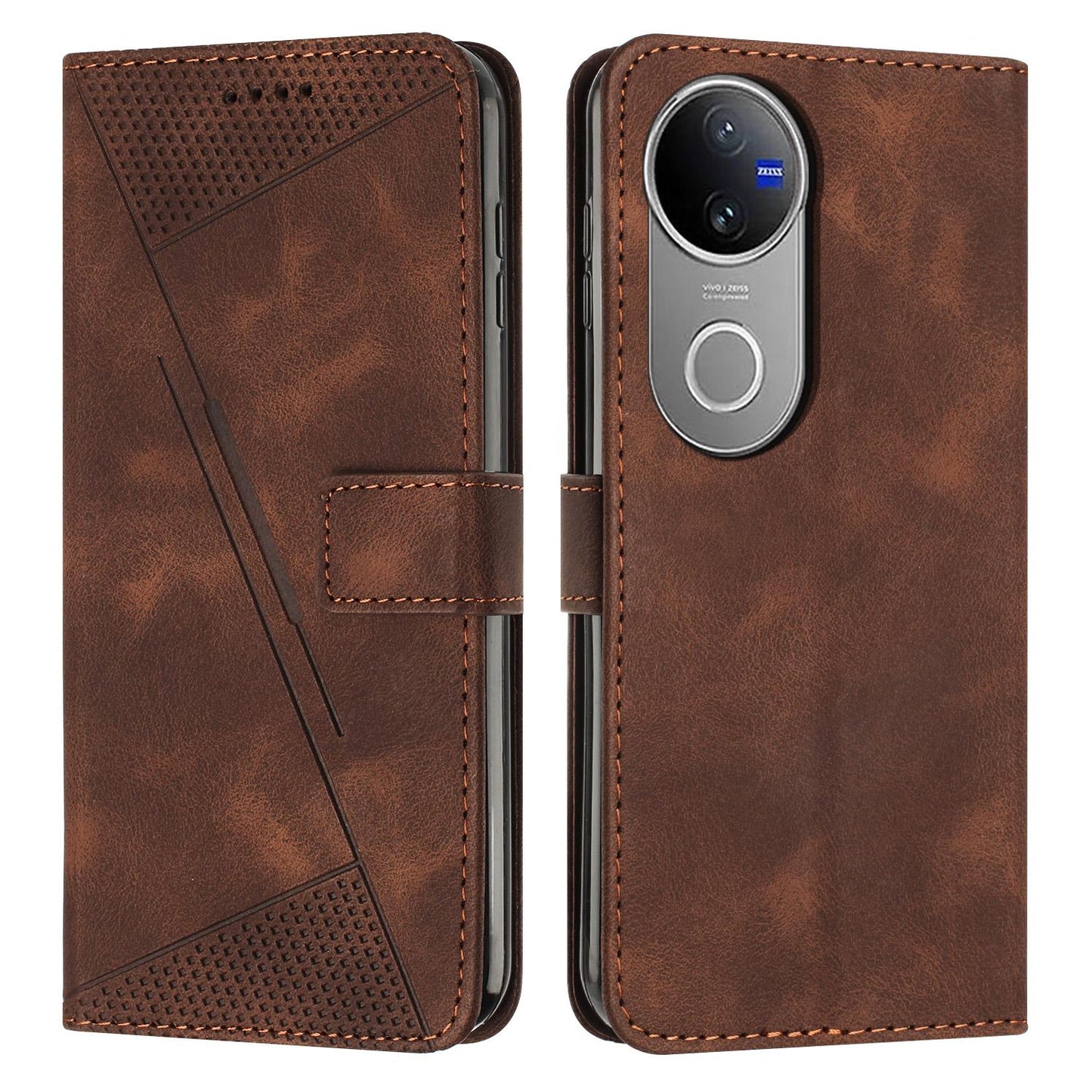 For vivo V50 Dream Triangle Leather Phone Case with Lanyard(Brown)