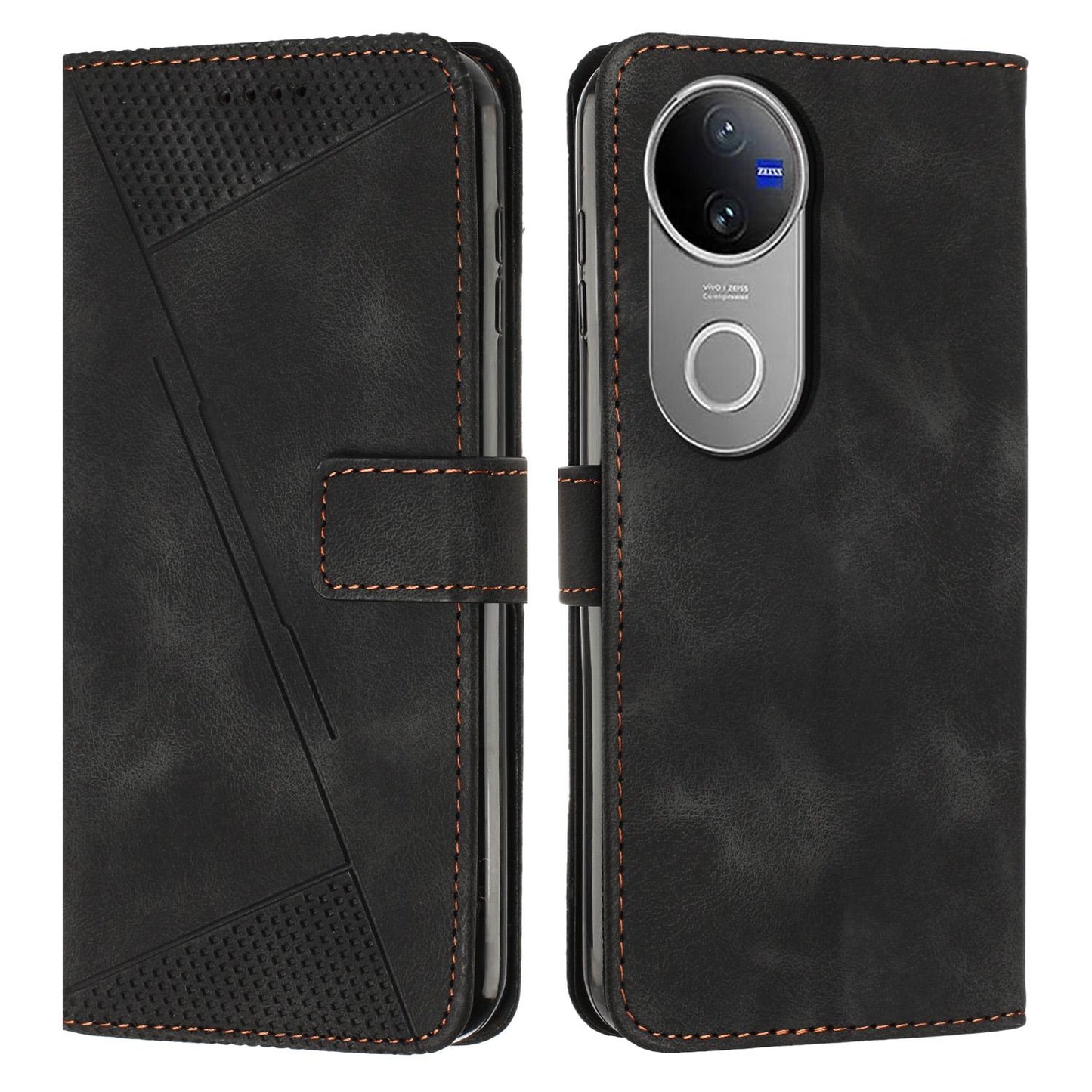 For vivo V50 Dream Triangle Leather Phone Case with Lanyard(Black)