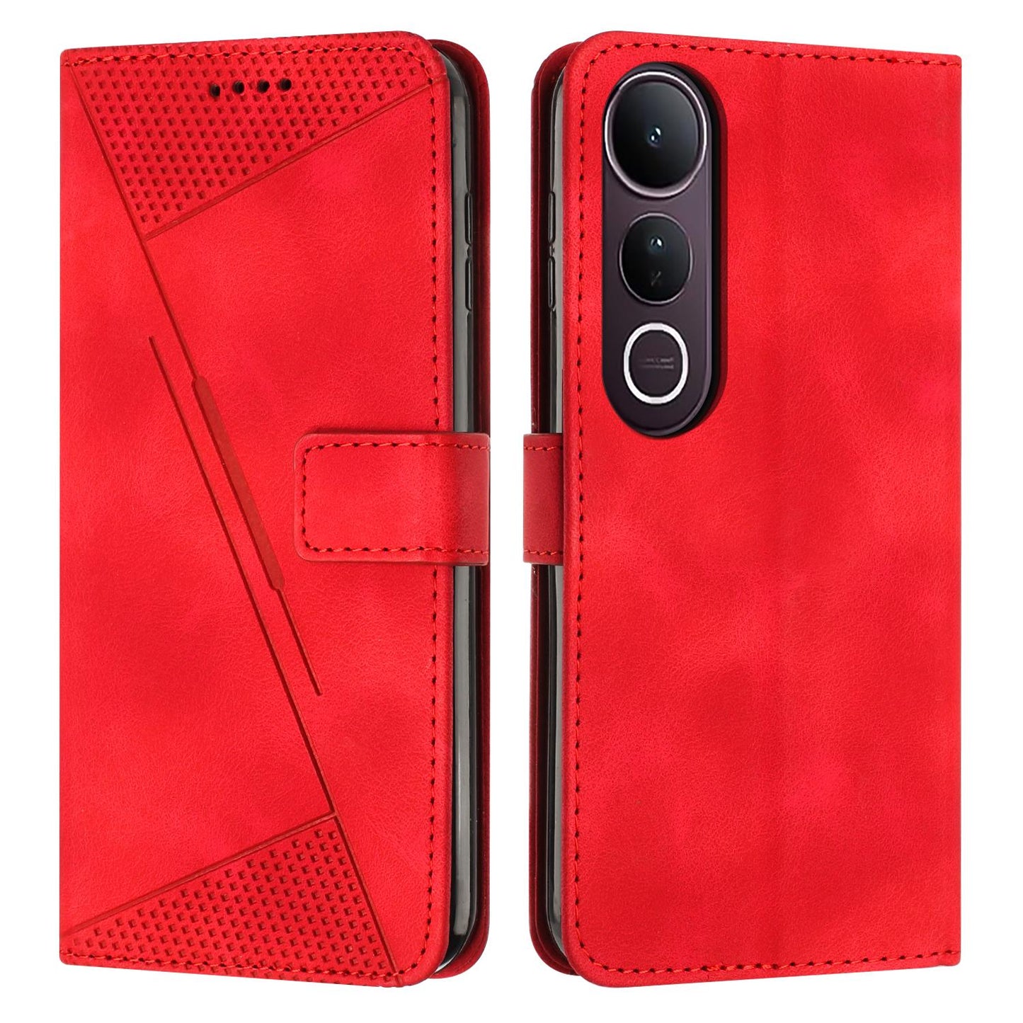 For vivo V50 Lite Dream Triangle Leather Phone Case with Lanyard(Red)
