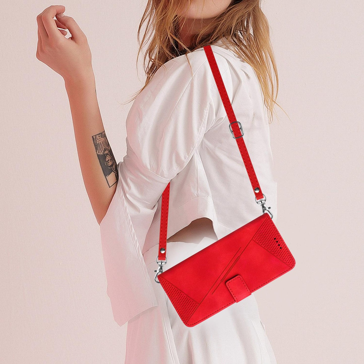 For vivo V50 Lite Dream Triangle Leather Phone Case with Lanyard(Red)