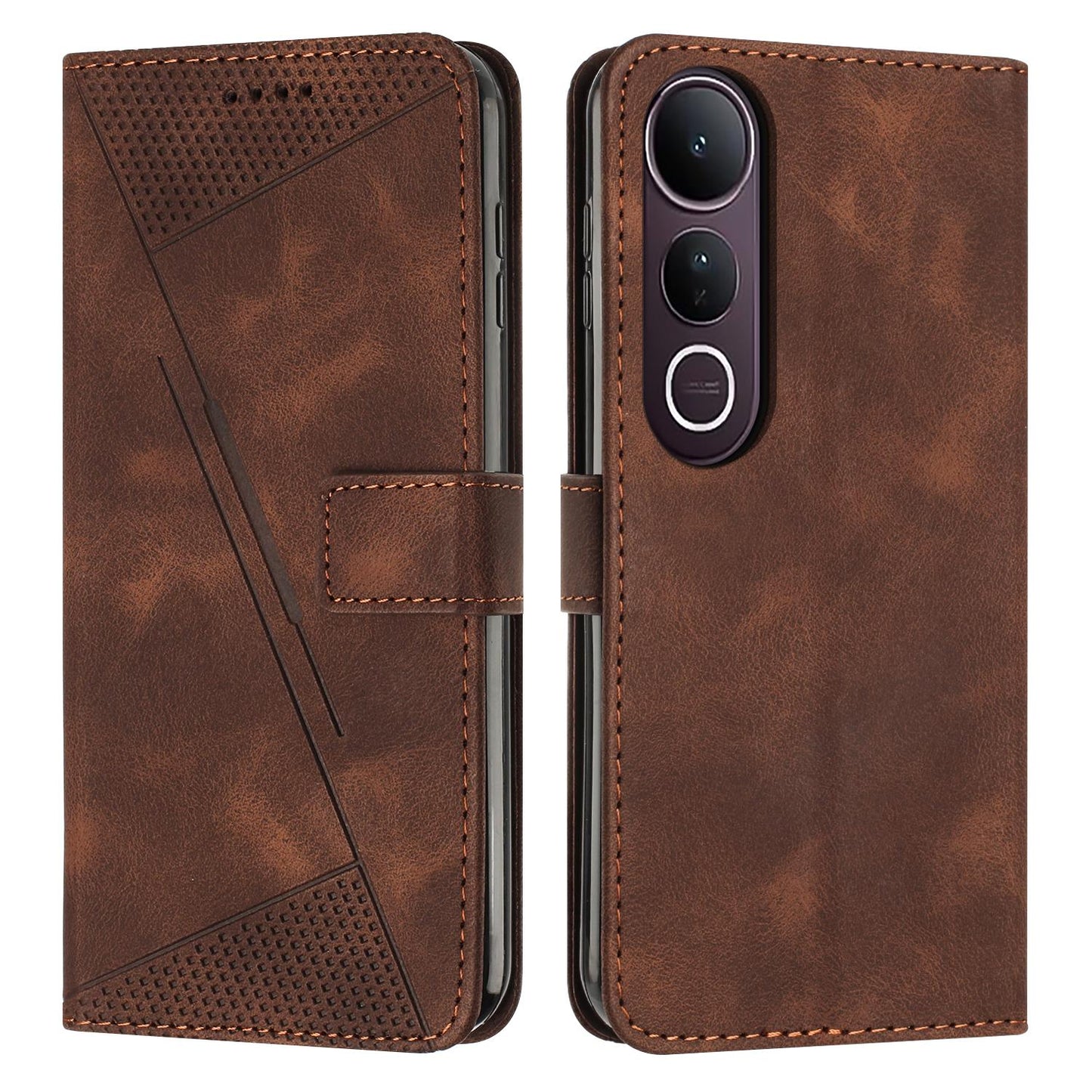 For vivo V50 Lite Dream Triangle Leather Phone Case with Lanyard(Brown)