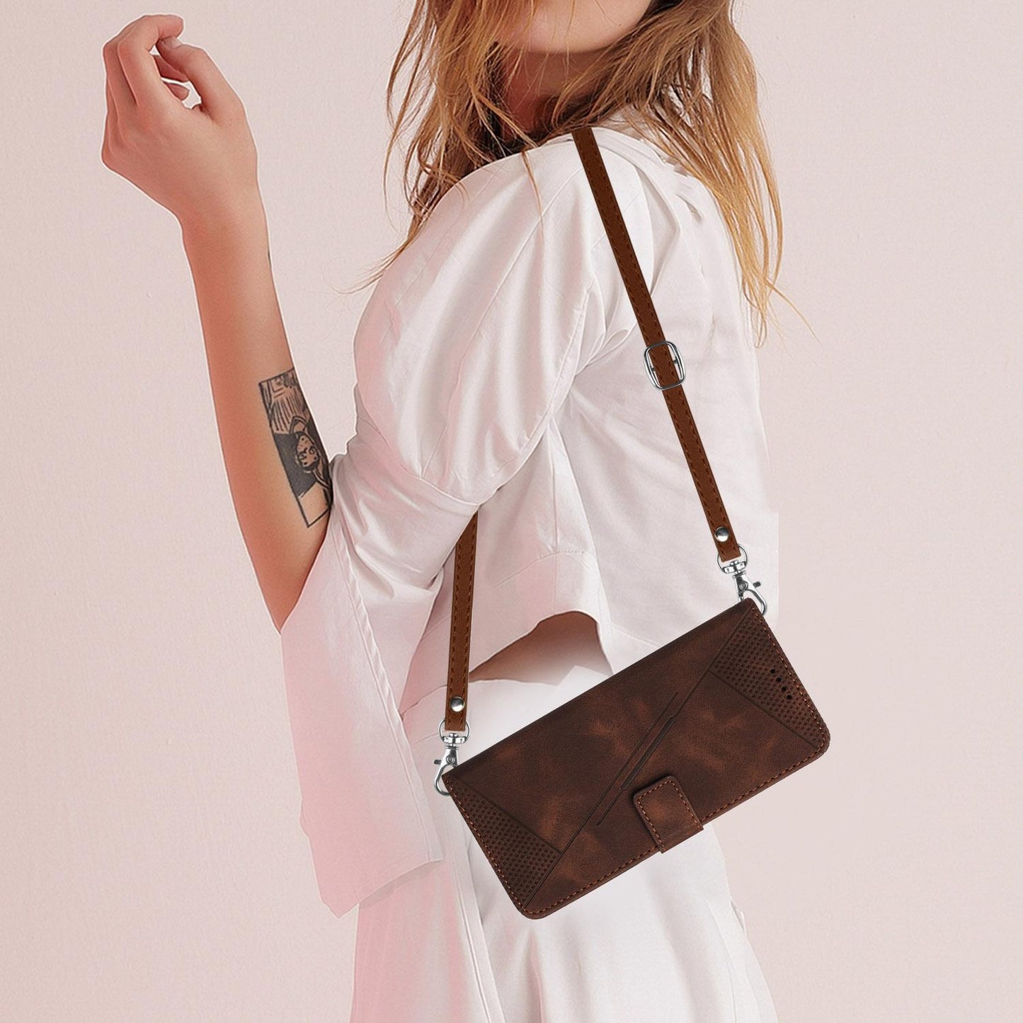 For vivo V50 Lite Dream Triangle Leather Phone Case with Lanyard(Brown)