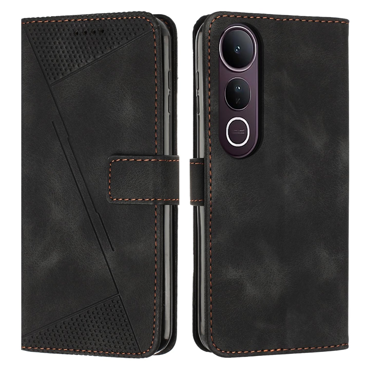 For vivo V50 Lite Dream Triangle Leather Phone Case with Lanyard(Black)