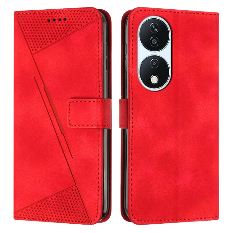 For Honor X7b Dream Triangle Leather Phone Case with Lanyard(Red)
