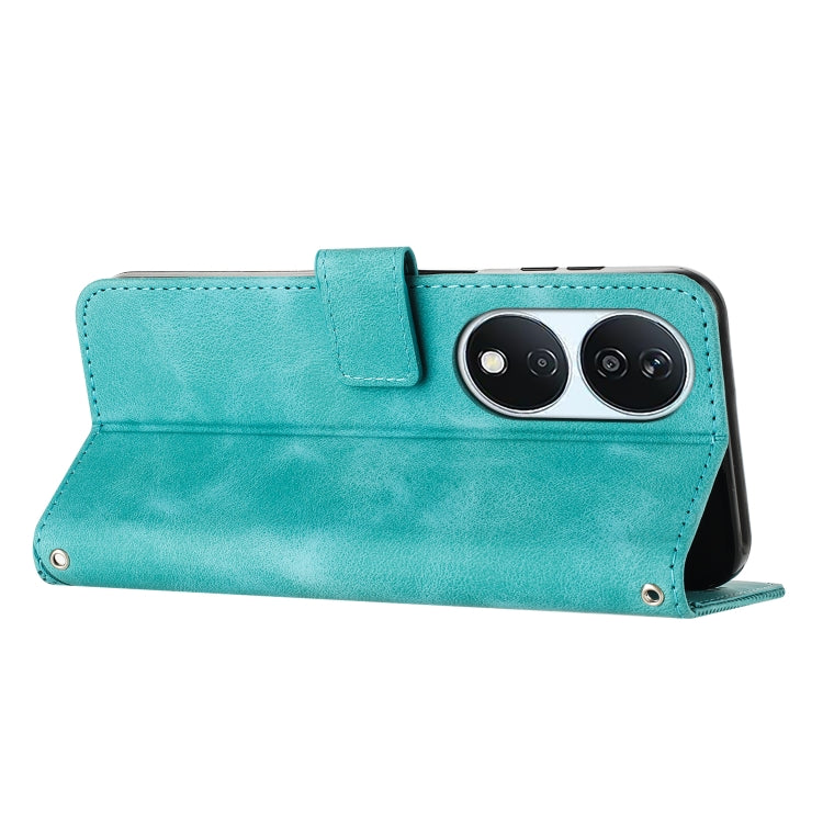 For Honor X7b Dream Triangle Leather Phone Case with Lanyard(Green)