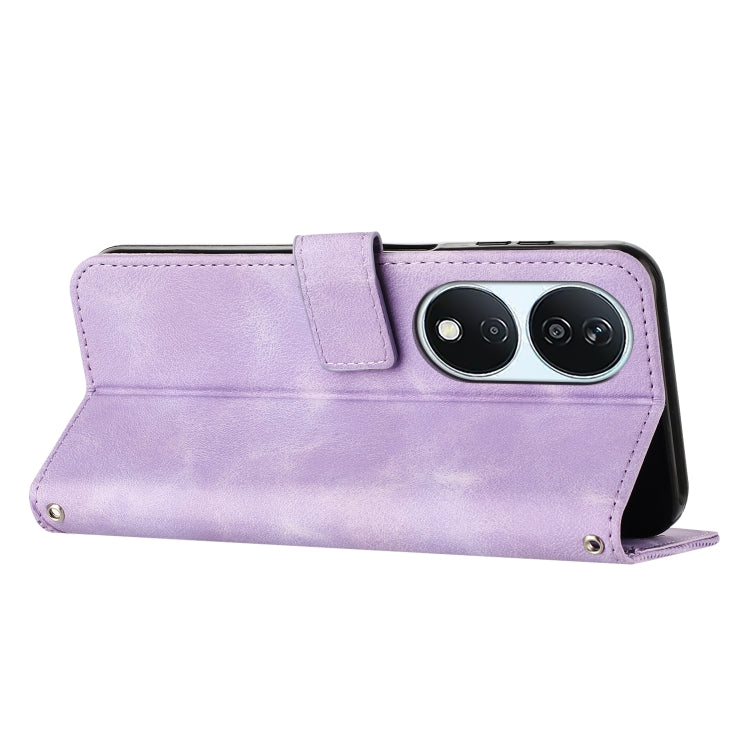 For Honor X7b Dream Triangle Leather Phone Case with Lanyard(Purple)