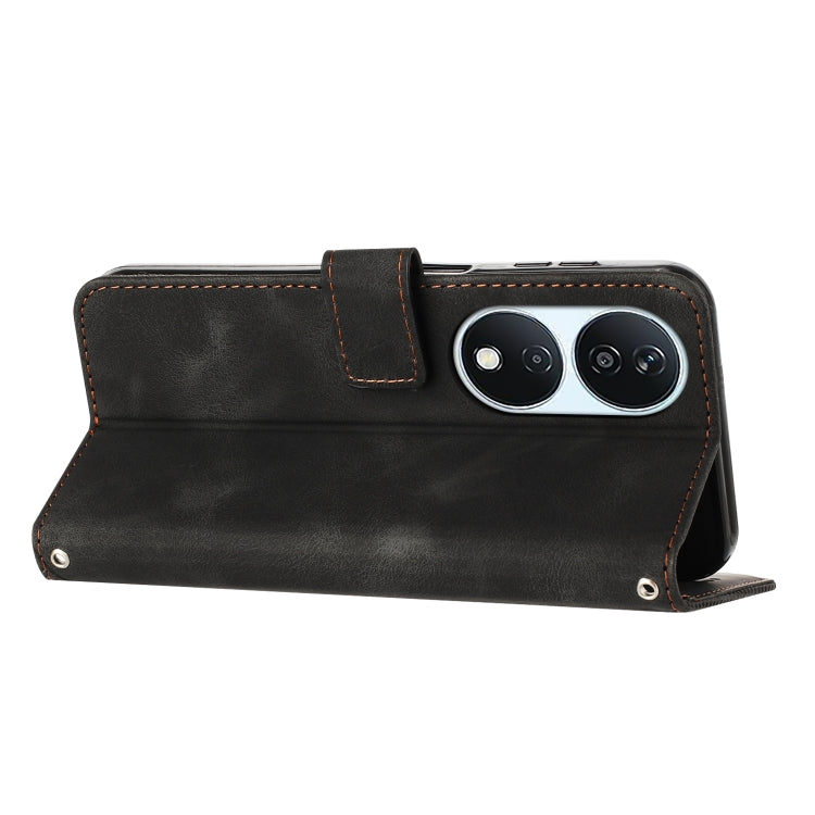 For Honor X7b Dream Triangle Leather Phone Case with Lanyard(Black)