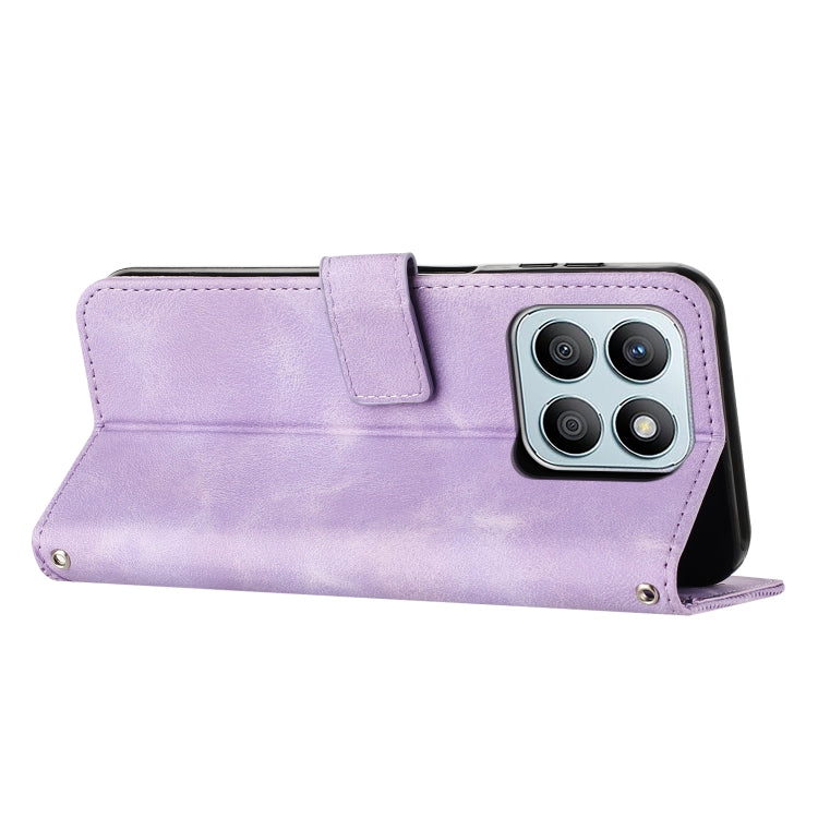For Honor X8b Dream Triangle Leather Phone Case with Lanyard(Purple)