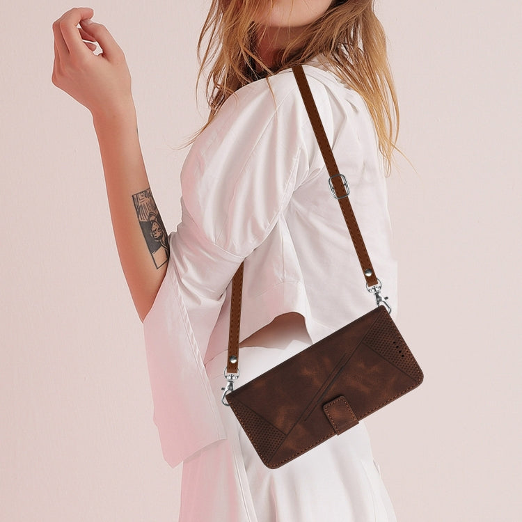 For Honor X8b Dream Triangle Leather Phone Case with Lanyard(Brown)