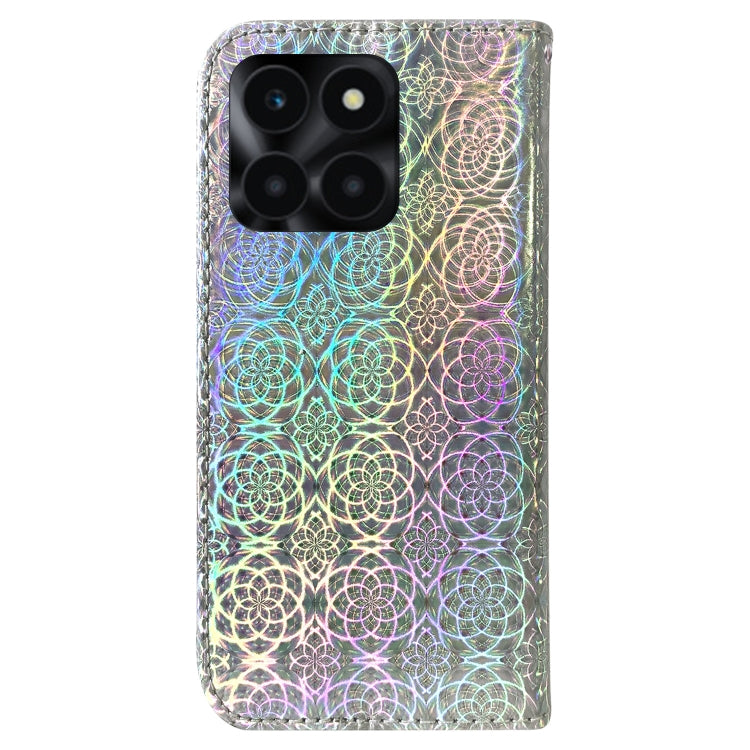 For Honor X6a Colorful Magnetic Buckle Leather Phone Case(Silver)