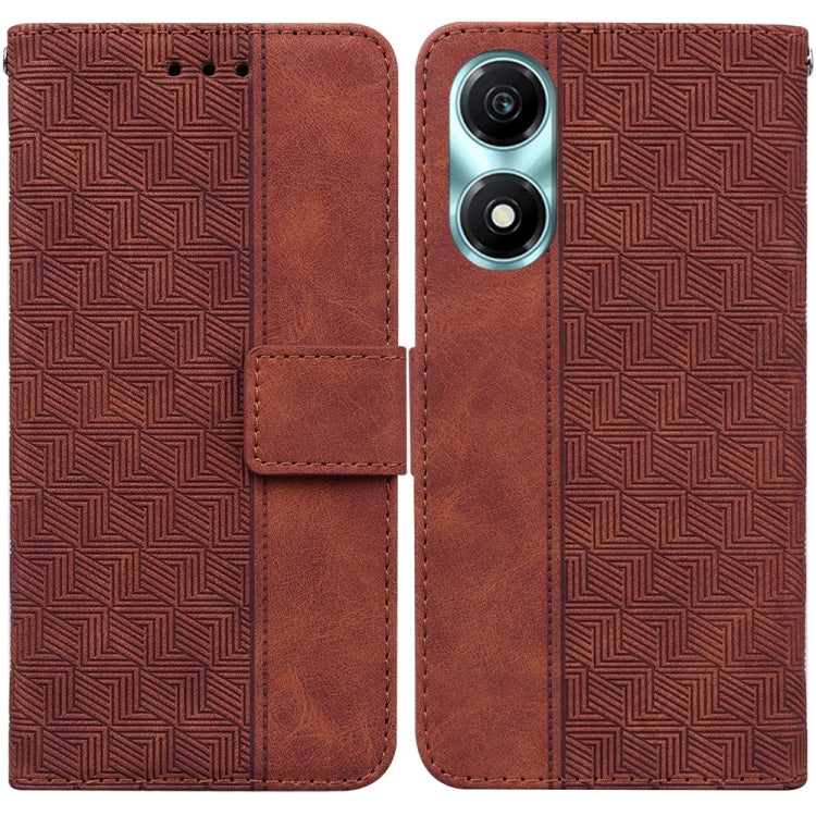 For Honor X5 Plus / Play 40C Geometric Embossed Leather Phone Case(Brown)