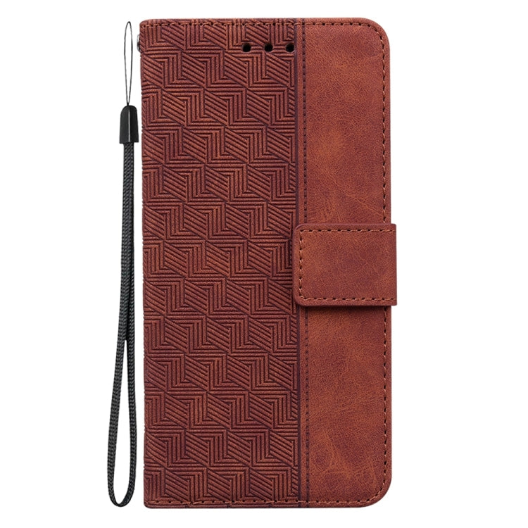 For Honor X6a Geometric Embossed Leather Phone Case(Brown)